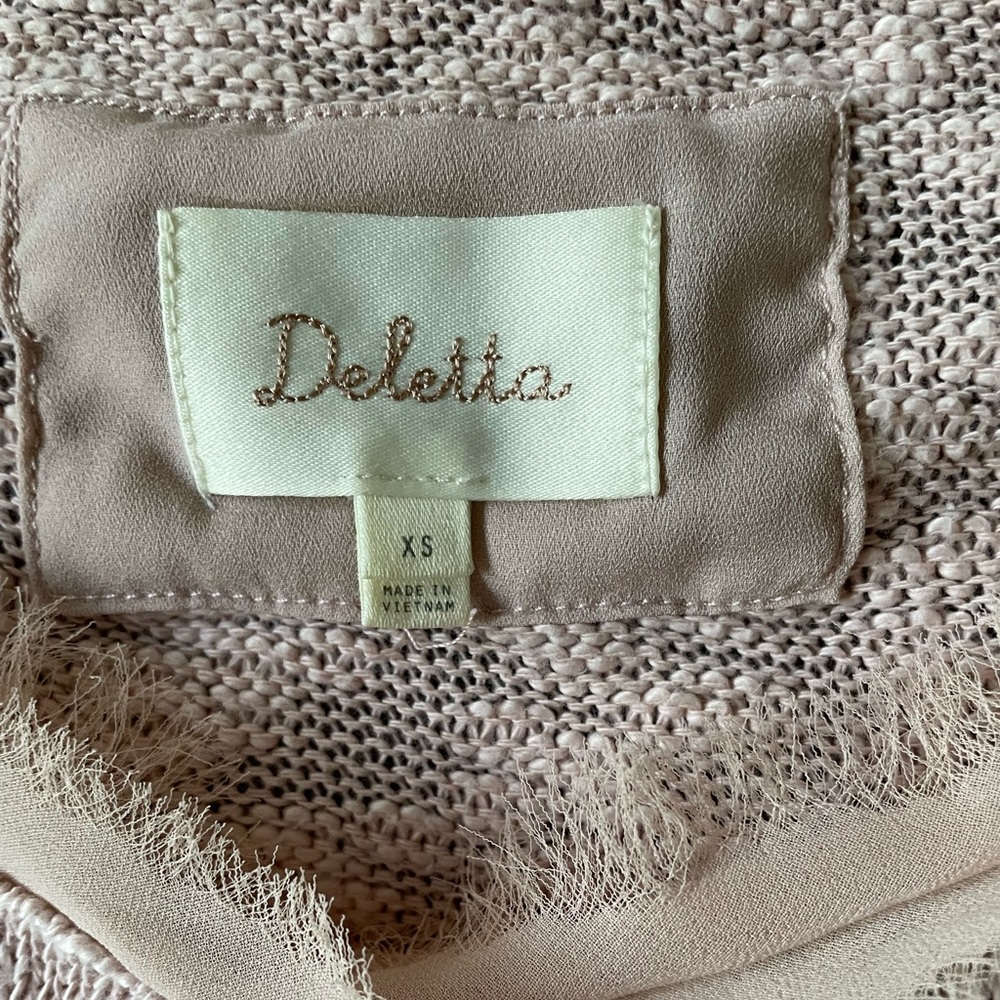ANTHROPOLOGIE Deletta Blush Baby Pink Cotton Chiffon Trim Frayed Top - Picture 4 of 6
